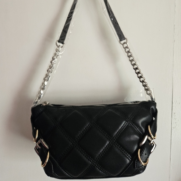 Steve Madden Black Quilted Crossbody with Chain Detail - Picture 2 of 5